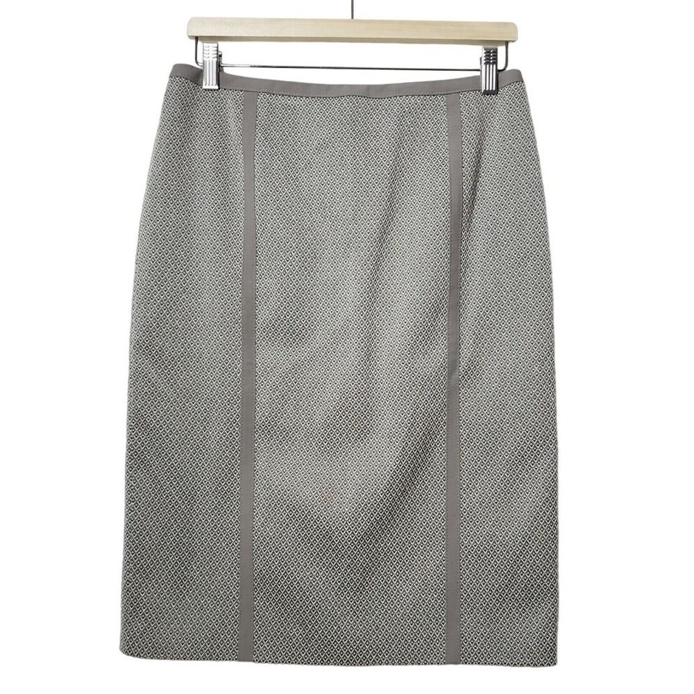 Basler Gray Silver White Pencil Skirt Size 38 Neutral Geometric Pattern